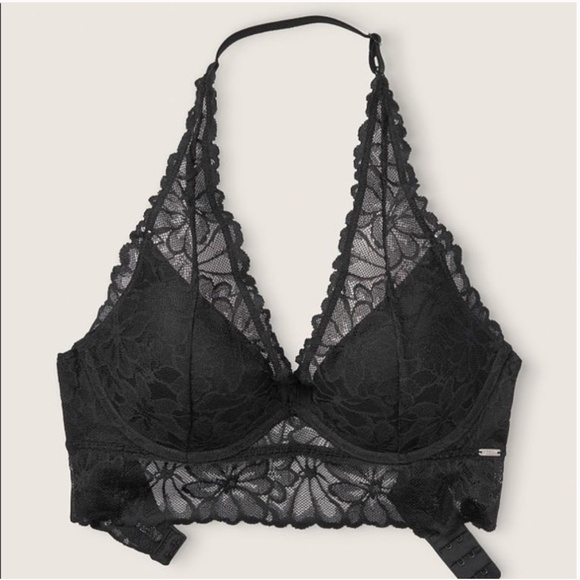 SOLD-PINK Victoria’s Secret Lace Halter Pushup Bra - Picture 1 of 7